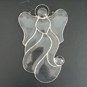 Elegant Gray Stained Glass Angel Suncatcher